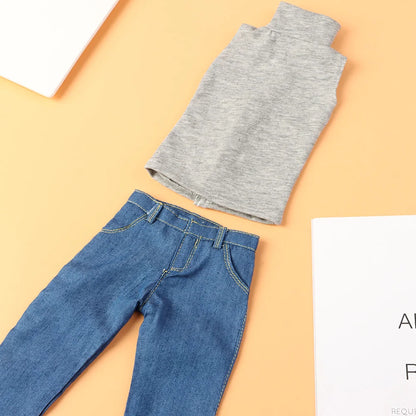Fashion 60CM Doll Trousers Jeans Cotton Doll Tops Vest T-shirt Fit For Male Doll Pants For 1/3 BJD Doll Clothes Accessories Toys