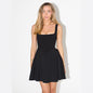 Square-neck Sleeveless Waist Trimming Sling Dress
