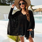 Round Neck Bat Sleeve Loose Openwork Sweater