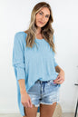 Pure Color Casual V Neck Openwork Split Knit Sweater