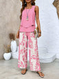 Print Suits Sleeveless Double-layer Vest And Loose Straight Pants