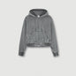 Women's Vintage Washed Distressed Zip Hoodie