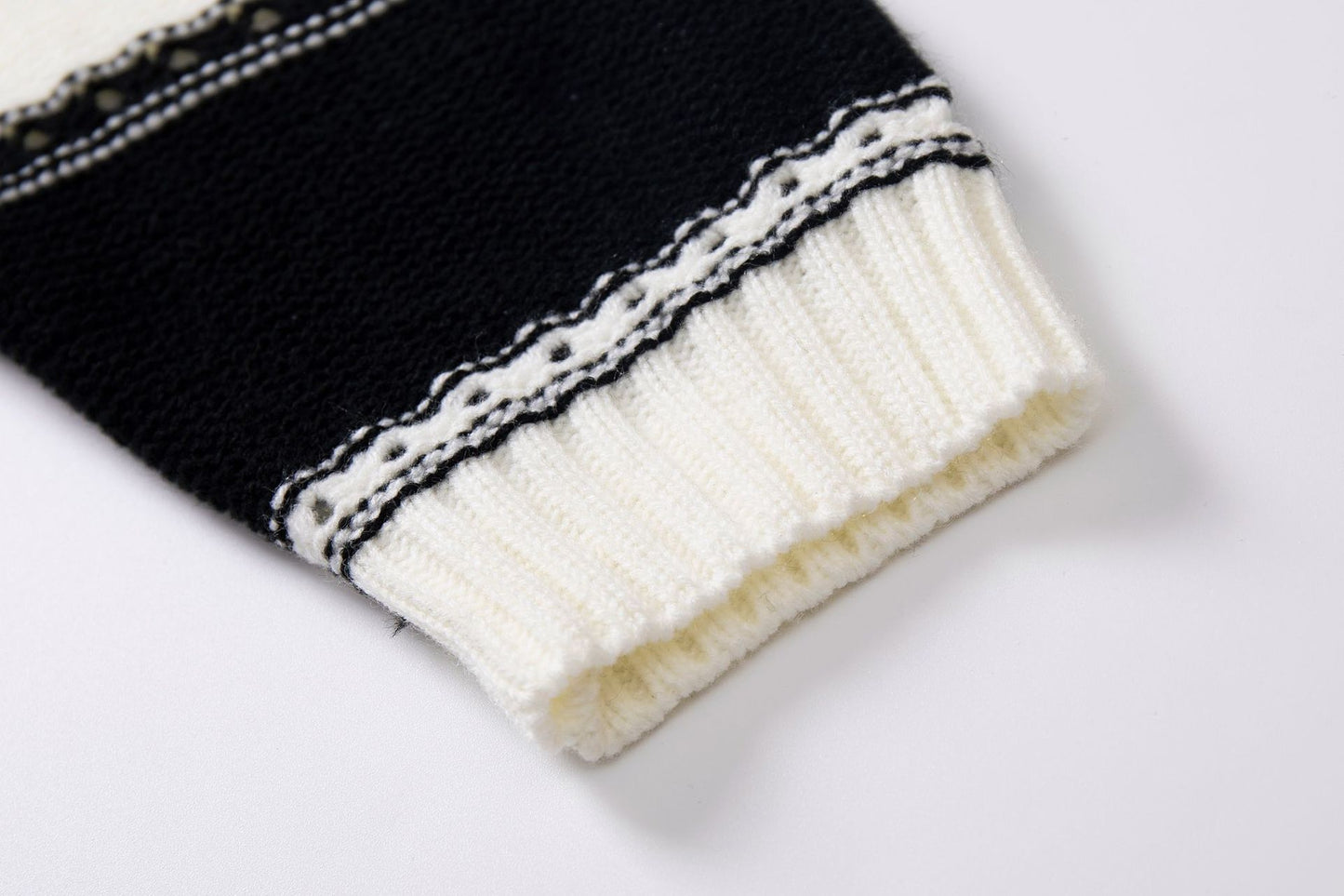 Women's One-neck Striped Openwork Knitted Sweater