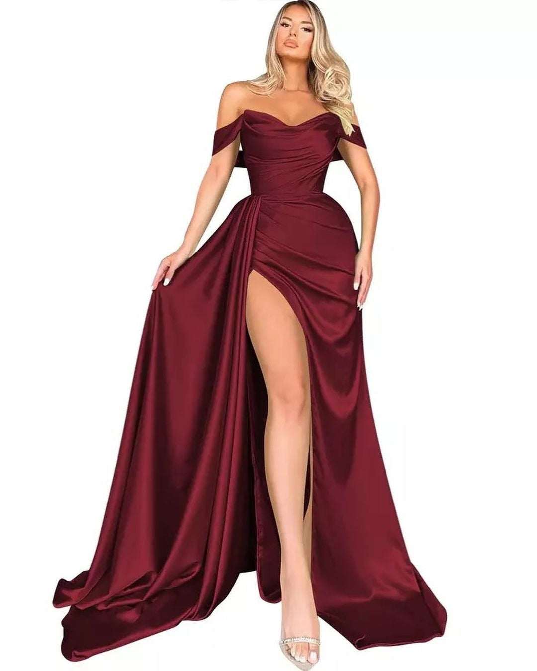 Banquet High Slit Sexy Host Off - shoulder Slimming Party Evening Dress - Elevra