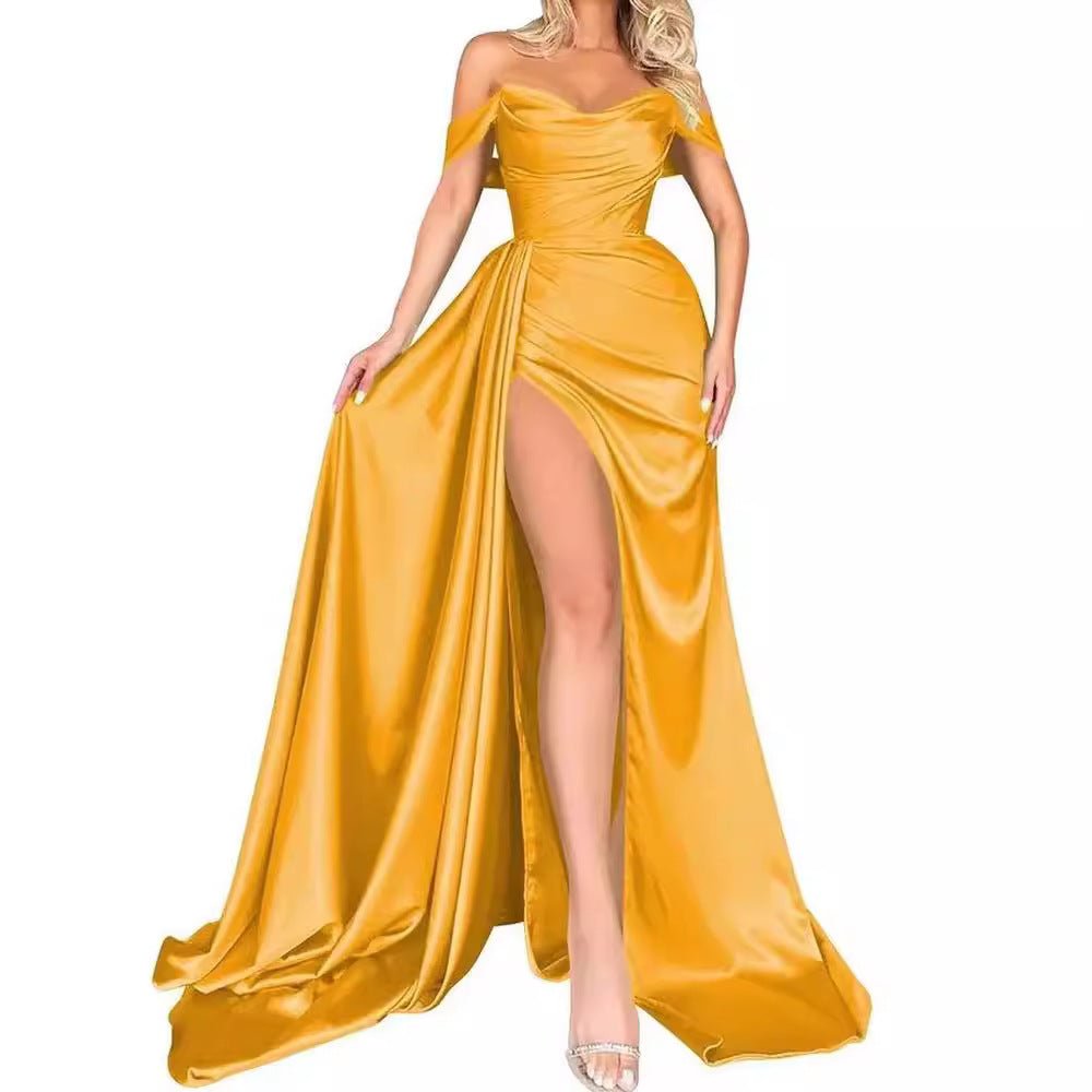 Banquet High Slit Sexy Host Off - shoulder Slimming Party Evening Dress - Elevra
