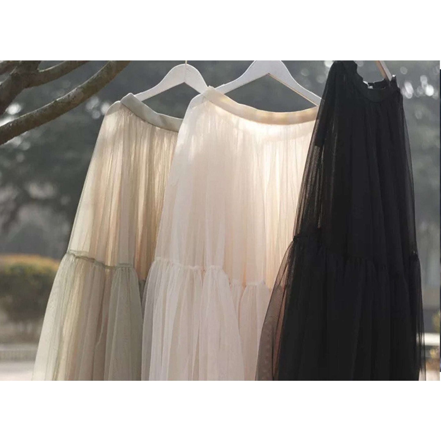 Black Mesh Maxi Hem Skirt, Maxi Dress, Mid - length Skirt, Design Sense Gauze Skirt, Big Swing Skirt, Spring Clothing, Womens Clothing - Elevra