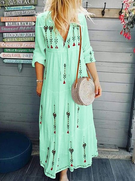 Bohemian Print Floral Patchwork Maxi Skirt - Elevra