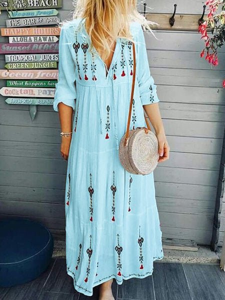 Bohemian Print Floral Patchwork Maxi Skirt - Elevra