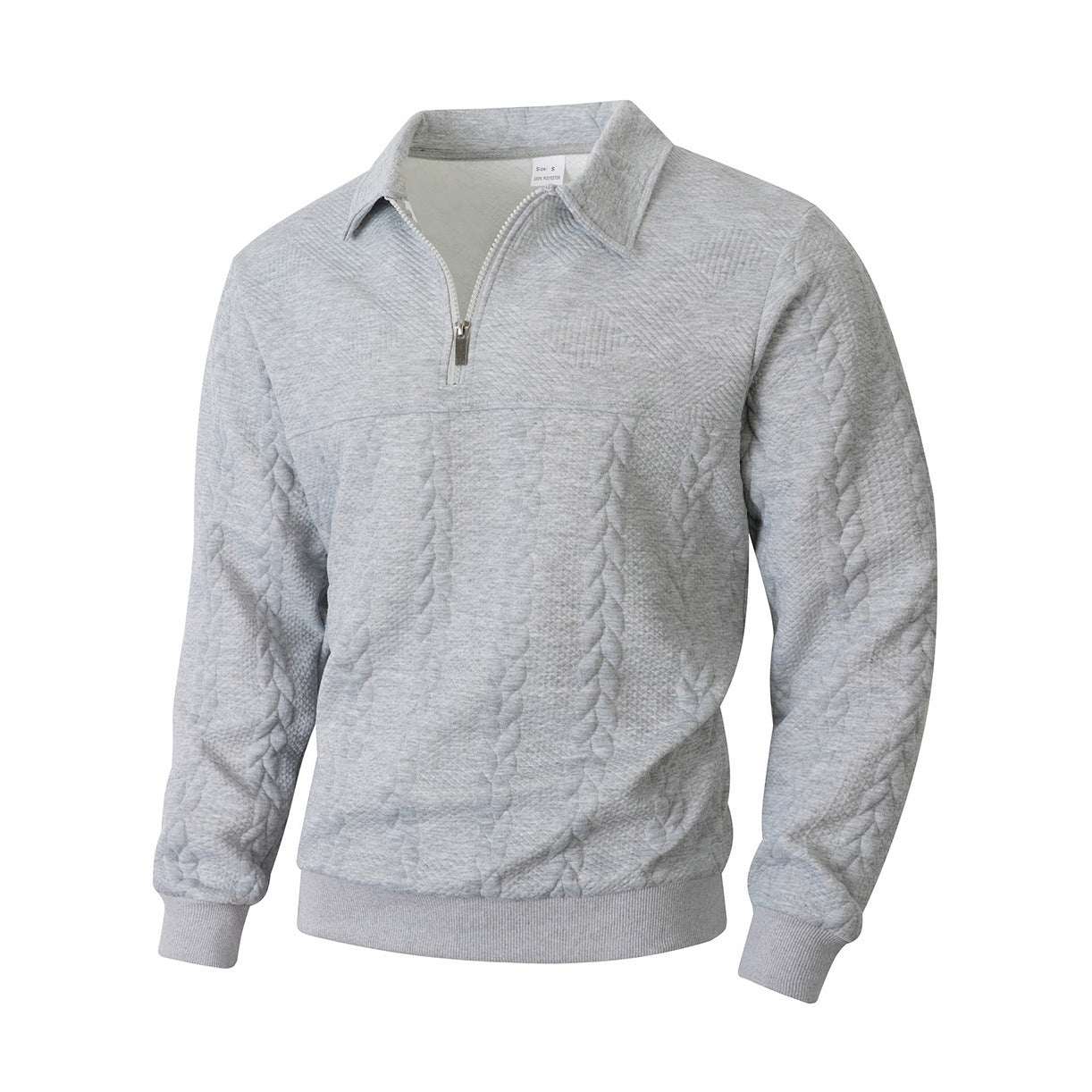 Casual Jacquard Patchwork Half - zip Polo Shirt With A Lapel Collar - Elevra