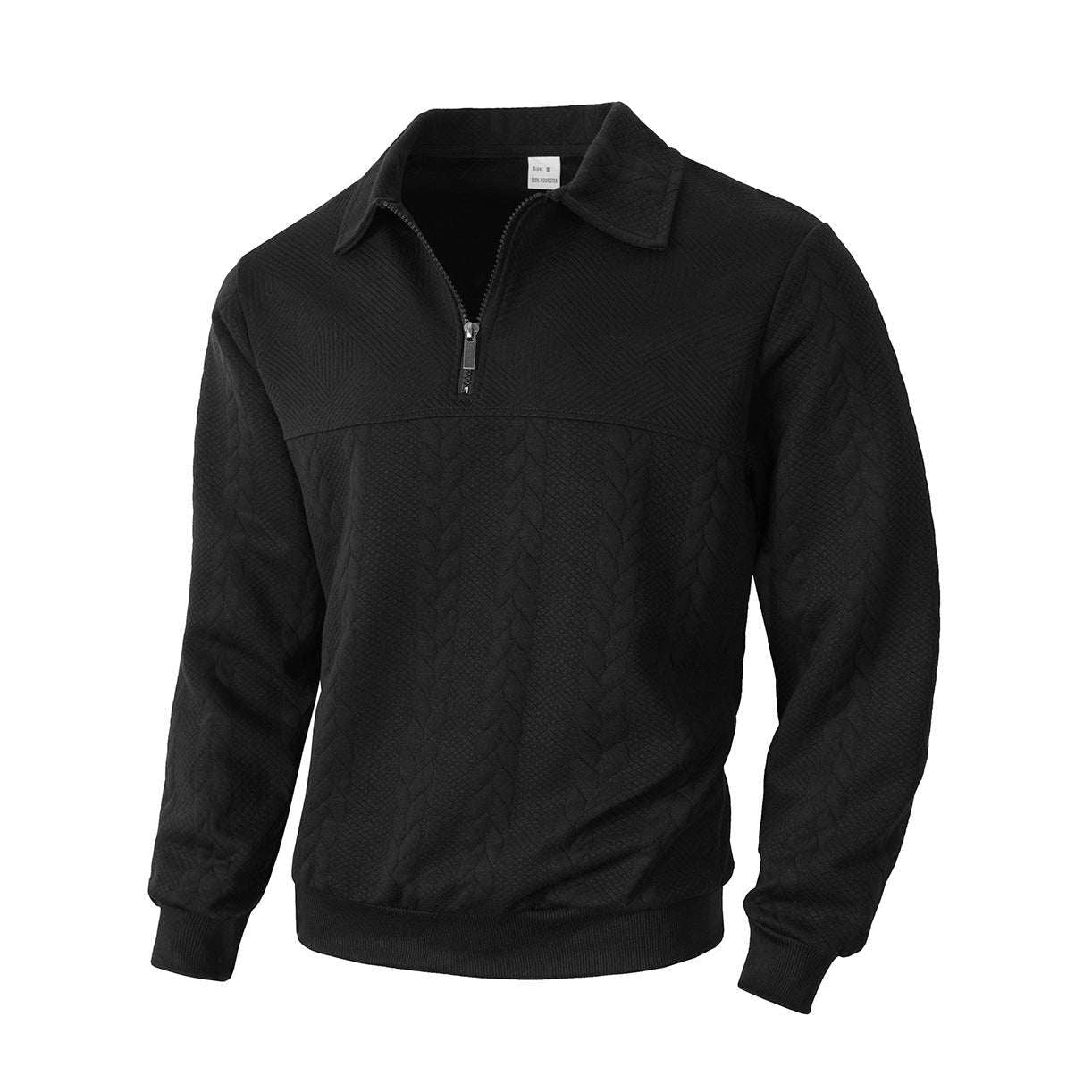 Casual Jacquard Patchwork Half - zip Polo Shirt With A Lapel Collar - Elevra