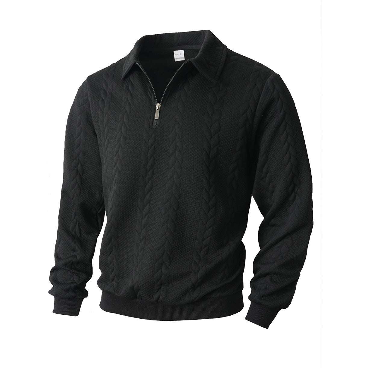 Casual Jacquard Patchwork Half - zip Polo Shirt With A Lapel Collar - Elevra