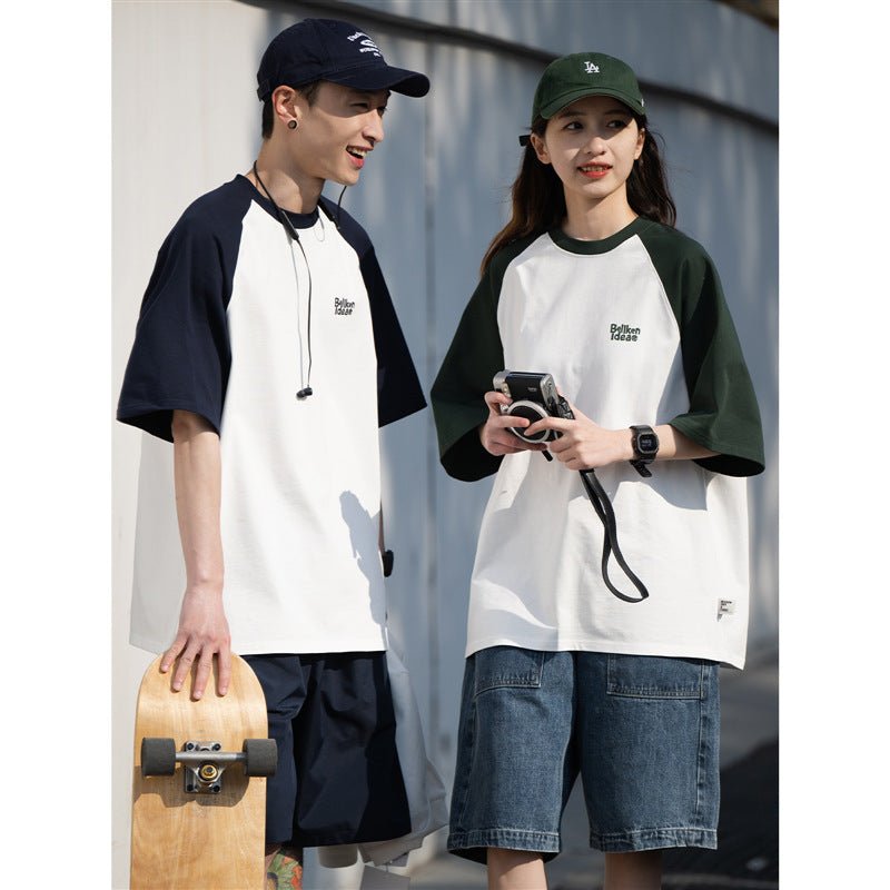 Casual Japanese Junior Raglan Sleeve T-shirt Bottoming Shirt For Men - Elevra