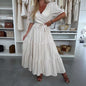 Summer V-neck Dress Wrapped Chest Solid Color Loose Lace-up Dress