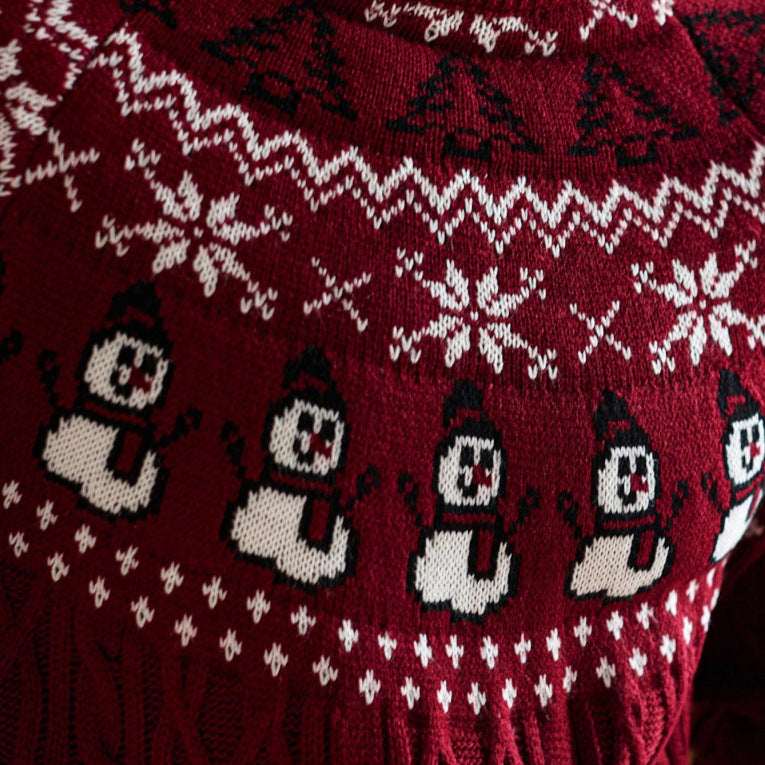 Christmas Retro Round - neck Cable Knit Sweater - Elevra