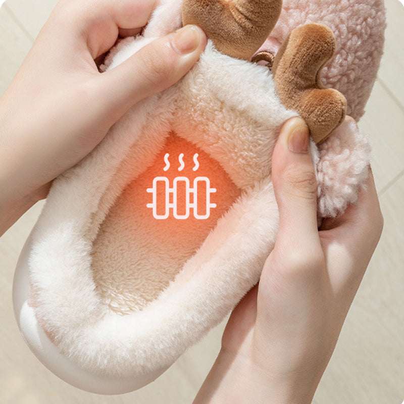 Christmas Shoes Winter Home Slippers Elk Soft Cozy Bedroom Slipper Slip On House Shoes - Elevra