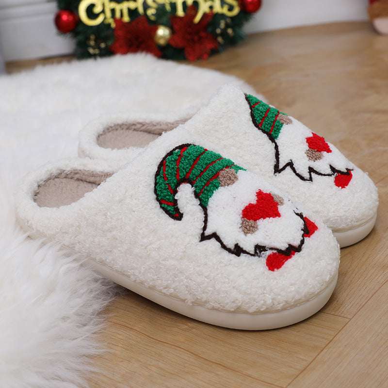 Cute Cartoon Santa Claus Home Slippers Couple Indoor Floor Bedroom Slipper Christmas Warm Shoes Women Men - Elevra
