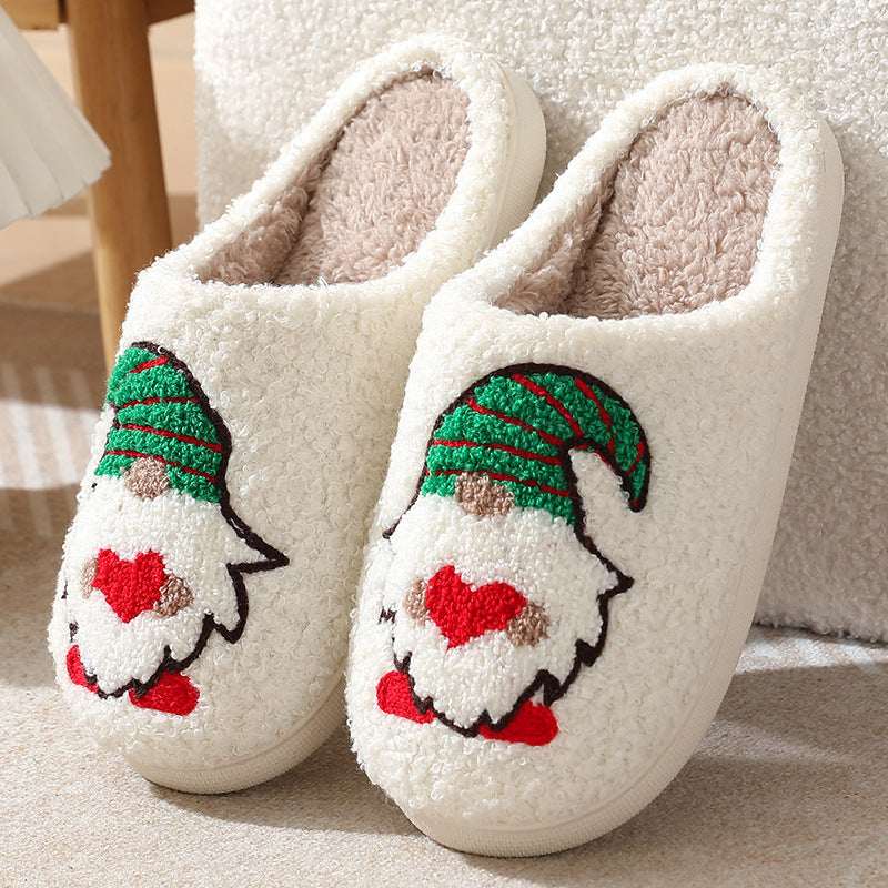 Cute Cartoon Santa Claus Home Slippers Couple Indoor Floor Bedroom Slipper Christmas Warm Shoes Women Men - Elevra