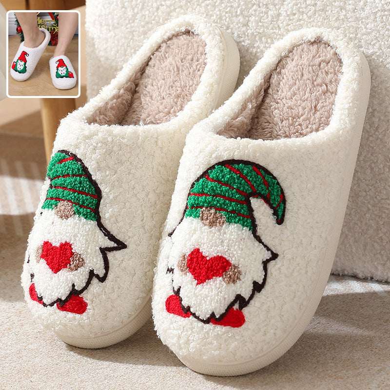 Cute Cartoon Santa Claus Home Slippers Couple Indoor Floor Bedroom Slipper Christmas Warm Shoes Women Men - Elevra