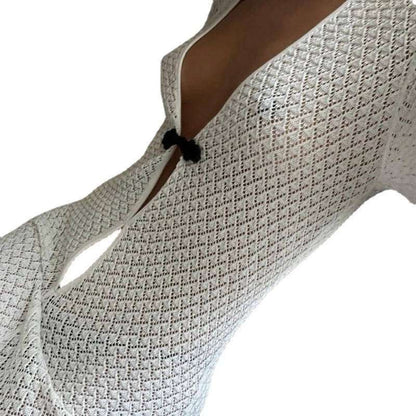 Cutout Slit Maxi Skirt Beach Blouse - Elevra