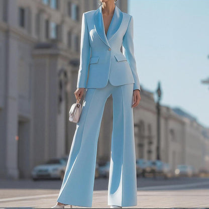 Solid Color Temperament Long Sleeve Suit Straight Trousers Business Suit