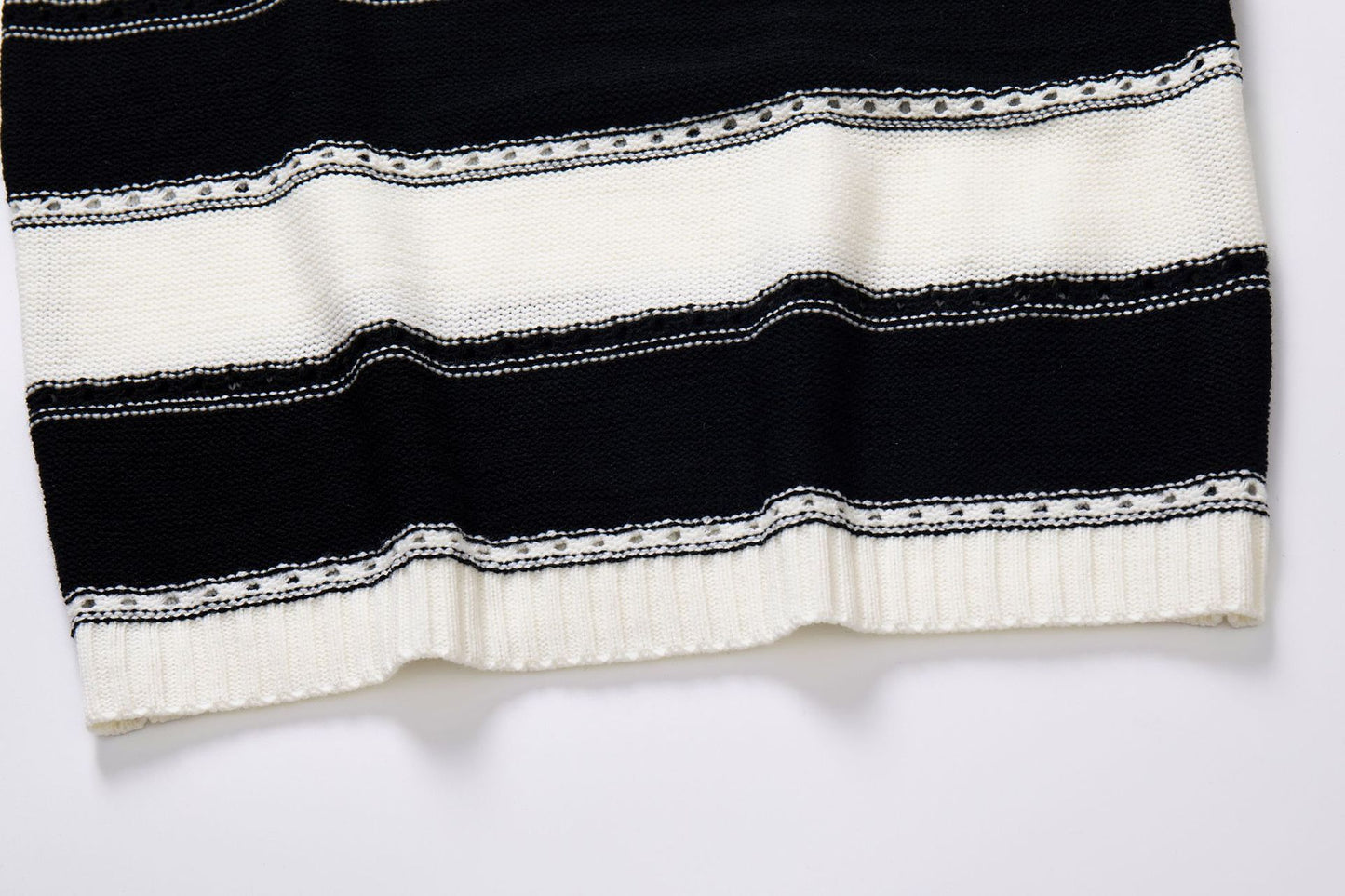 Women's One-neck Striped Openwork Knitted Sweater