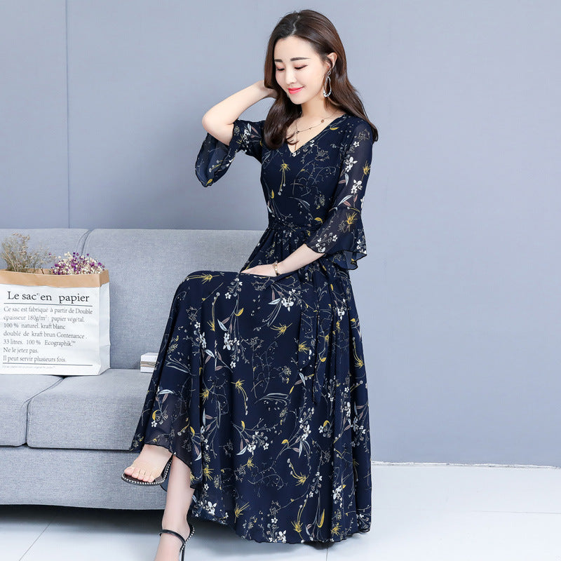 Super Fairy Waist Beach Big Swing Maxi Skirt
