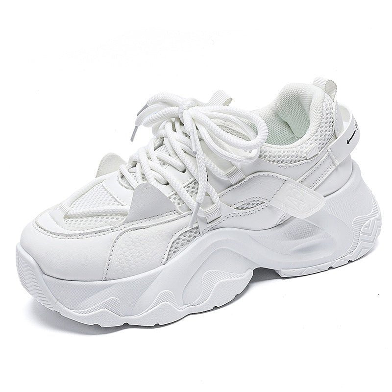 Dad Shoes Student All - matching Height Increasing White Casual Sneaker - Elevra