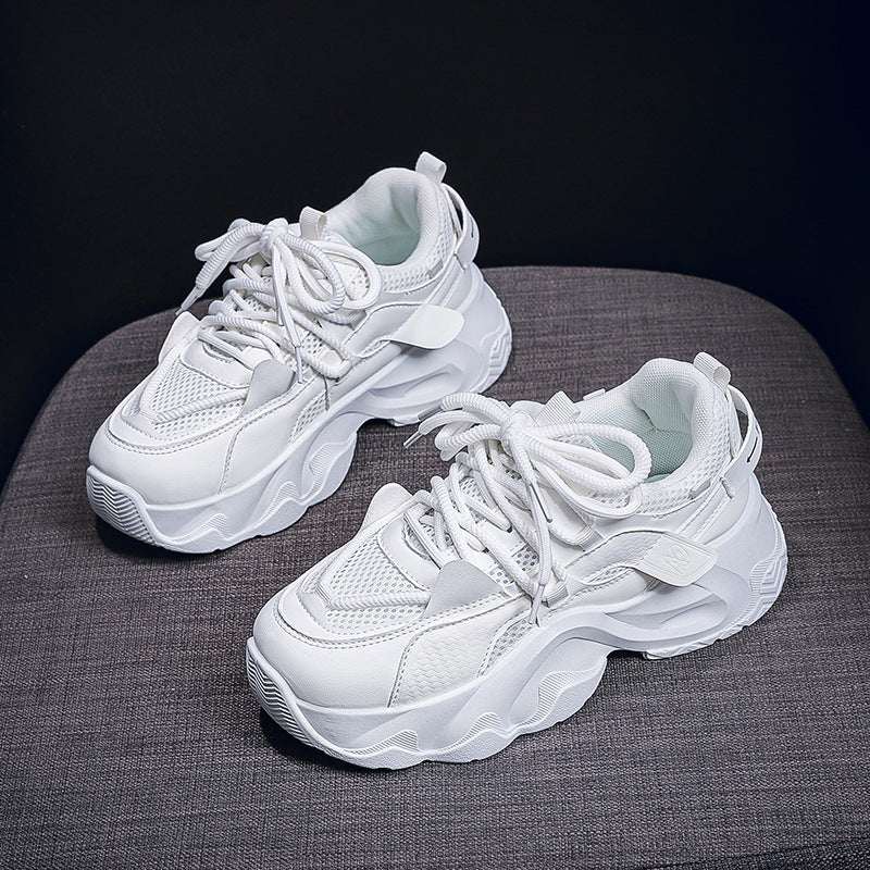 Dad Shoes Student All - matching Height Increasing White Casual Sneaker - Elevra