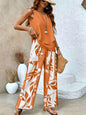 Print Suits Sleeveless Double-layer Vest And Loose Straight Pants