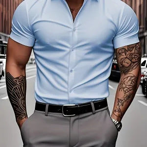 Men's Collar Casual Thin Short Sleeve Shirt