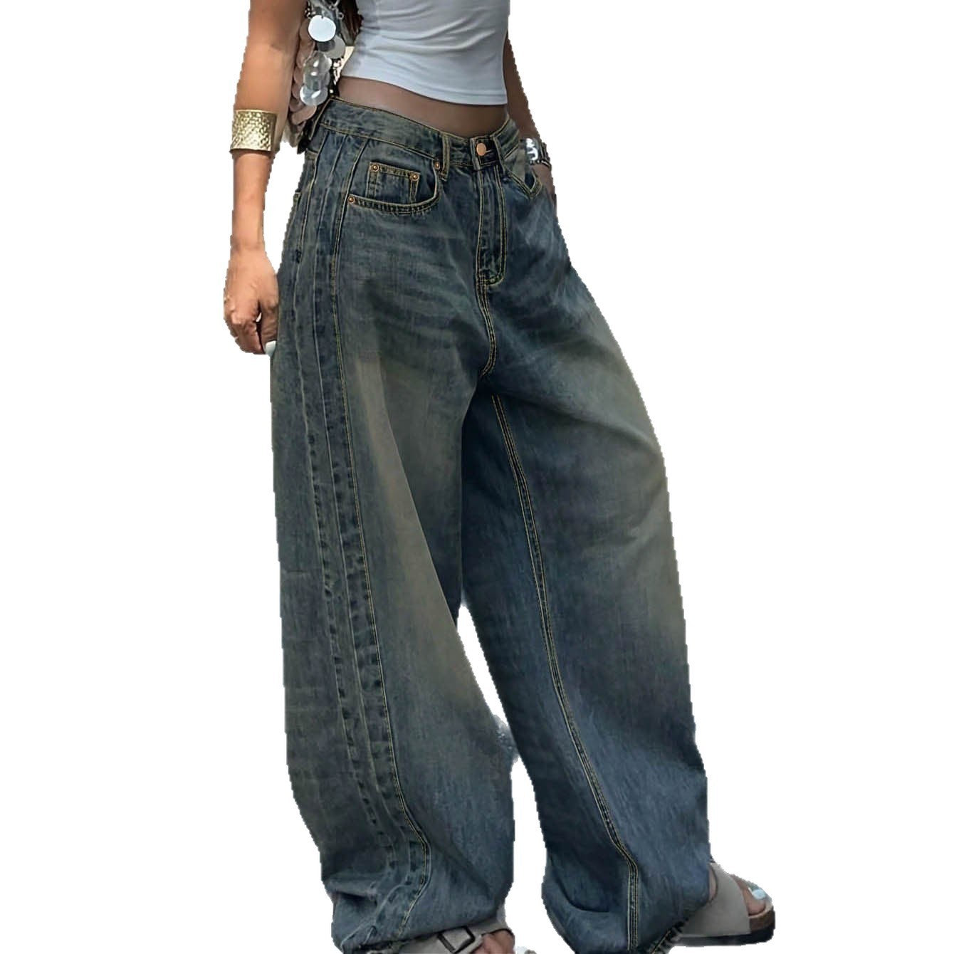 Versatile Design Casual Wide-leg Draggle-tail Trousers