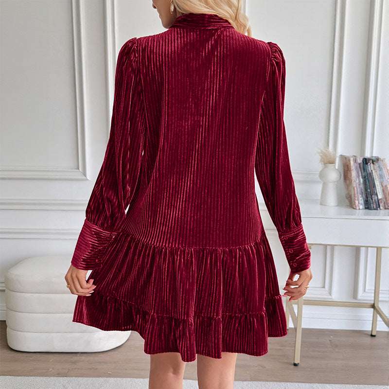 Elegant Velvet Evening Dress –European & American Party Wear - Elevra