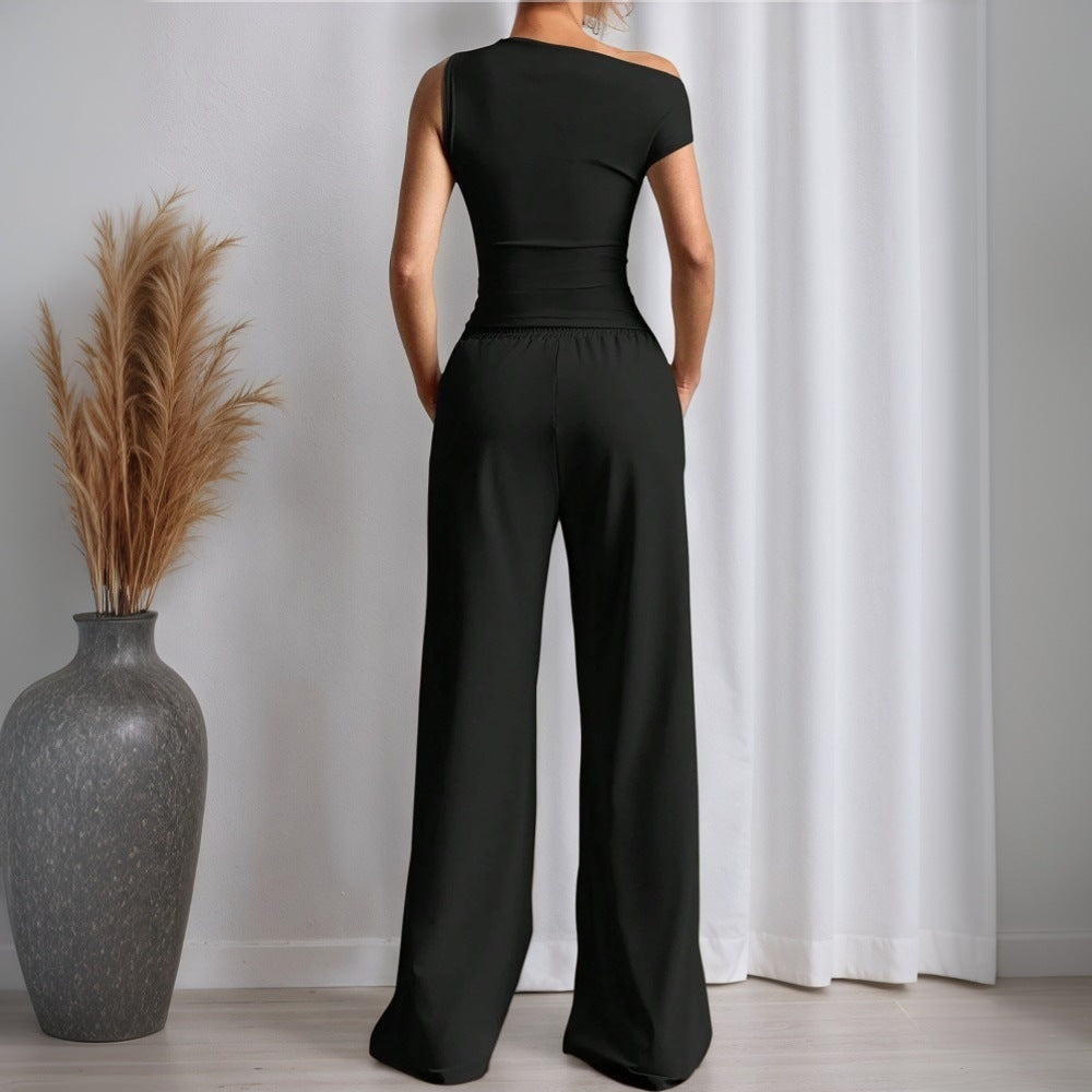Women's Solid Color Sleeveless Vest Pants Fashion Suit