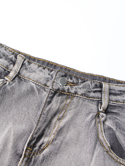 Retro Tie-dyeing Gradient Washed-out Jeans Woman