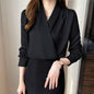 Satin Long Sleeve Women's Spring And Autumn Chiffon Shirt