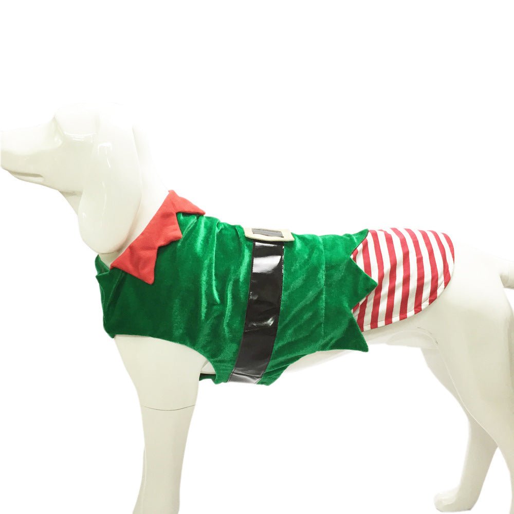 Fashion Christmas Clothes Green Elf Pet Dog Christmas Costume - Elevra