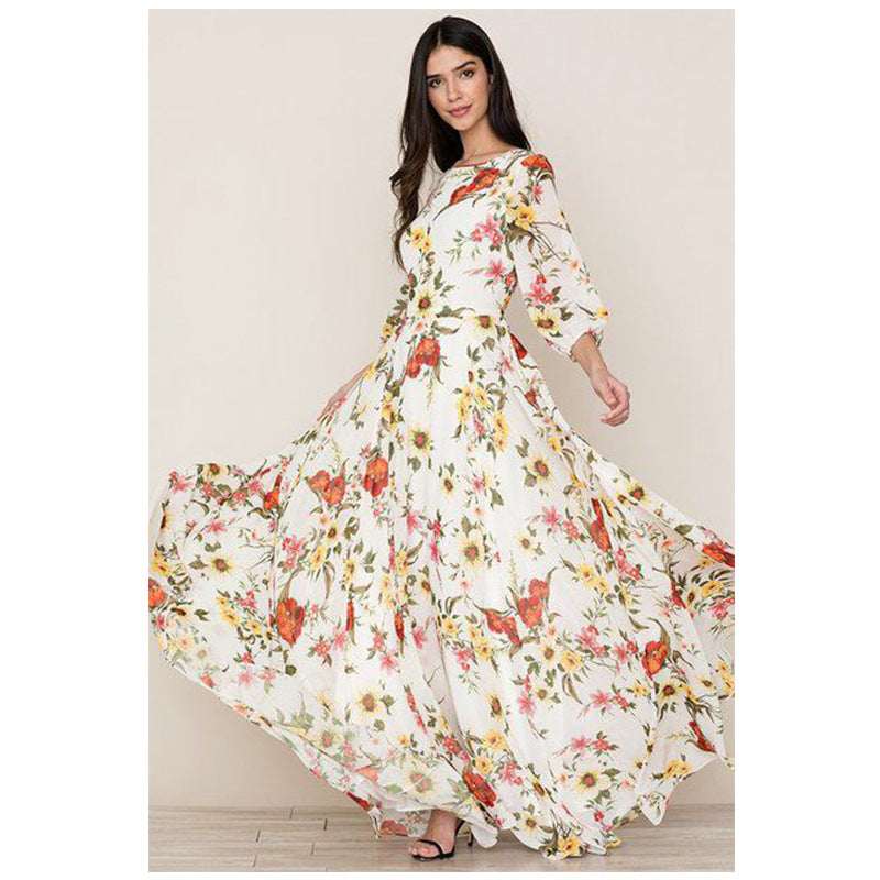 Fashion Printed Chiffon Maxi Skirt - Elevra