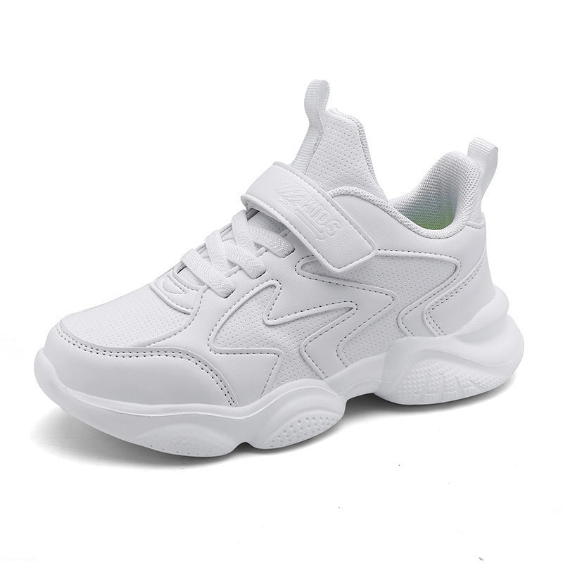 Velcro New Primary And Secondary School Students White Sneaker
