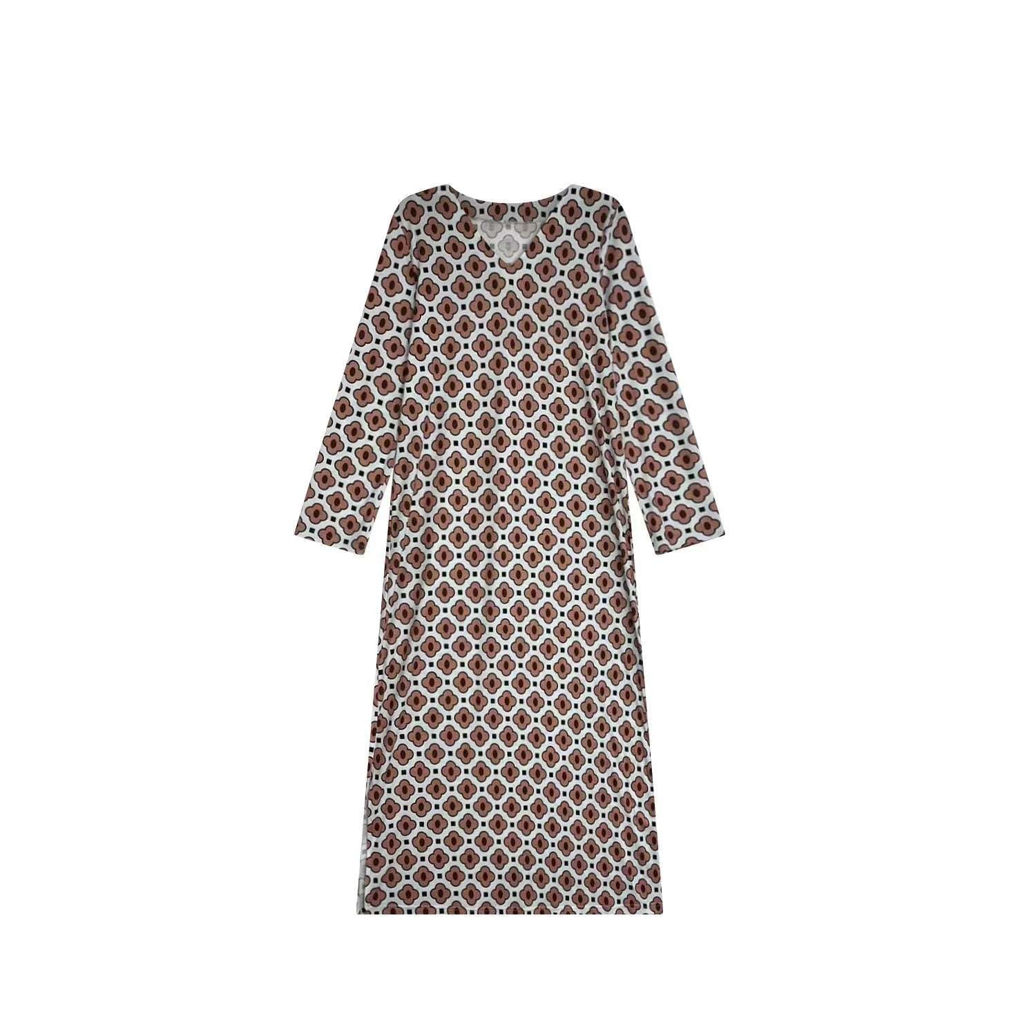 Female Bohemian Female V - neck Long - sleeve Dress - Elevra