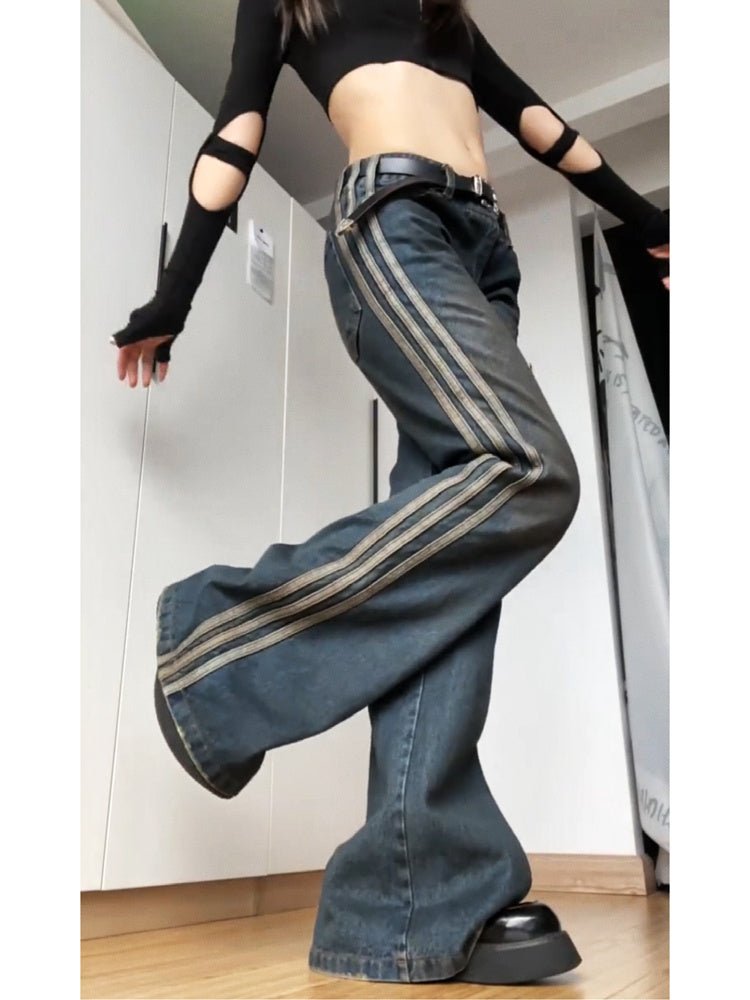 High Street Vintage Striped Jeans Woman - Elevra