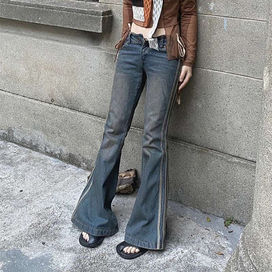 High Street Vintage Striped Jeans Woman - Elevra