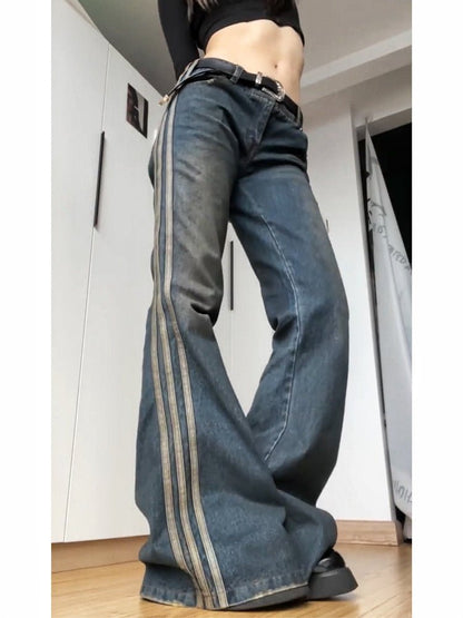 High Street Vintage Striped Jeans Woman - Elevra
