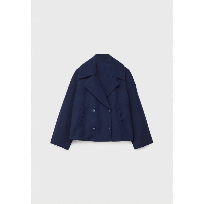 Ins Double - breasted Lapel Blazer Jacket Fashion Loose Woolen Short Coat Elegant Commuting Women's Clothing - Elevra