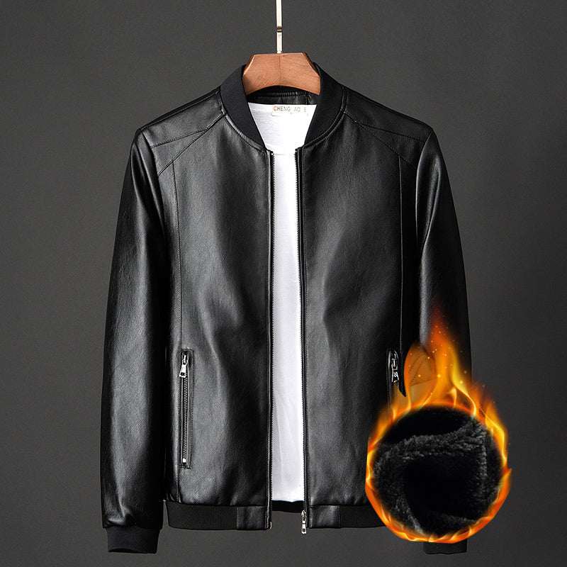 Leather jacket slim men's leather jacket - Elevra