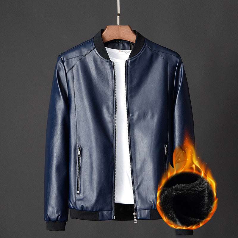 Leather jacket slim men's leather jacket - Elevra
