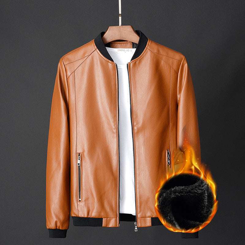Leather jacket slim men's leather jacket - Elevra