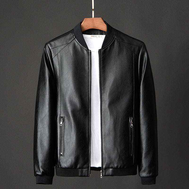 Leather jacket slim men's leather jacket - Elevra