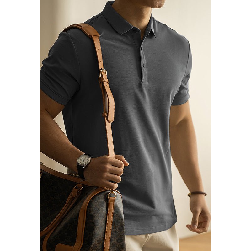Long - staple Cotton Polo Shirt Short Sleeve Lapel T-shirt - Elevra