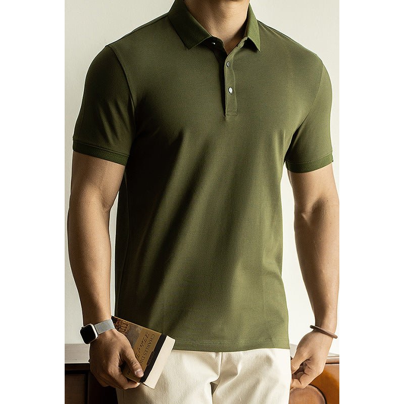 Long - staple Cotton Polo Shirt Short Sleeve Lapel T-shirt - Elevra