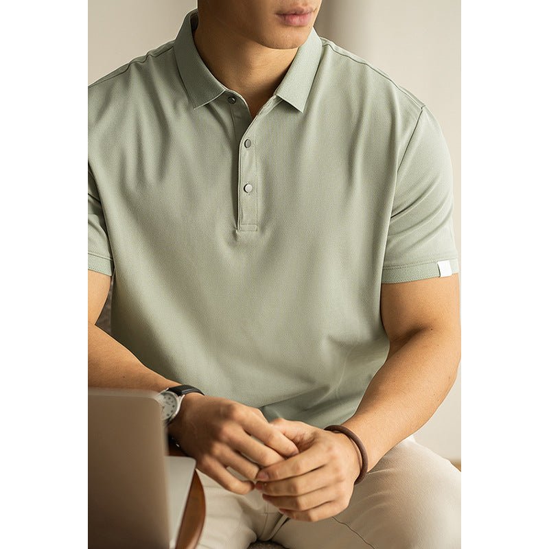 Long - staple Cotton Polo Shirt Short Sleeve Lapel T-shirt - Elevra